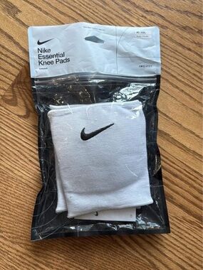 Nike White Knee Pads with Black Swoosh Logo